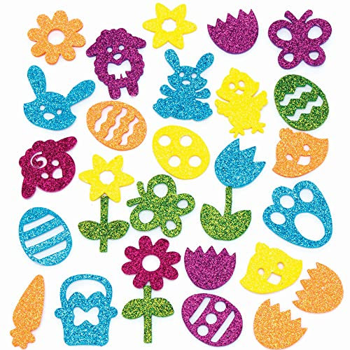 Baker Ross Ostern Glitter Sticker - 150 Stück, Glitter Osteraufkleber für Kinder (FC636), sortiert