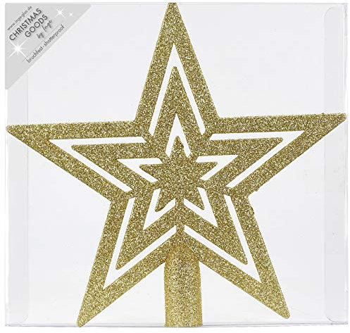 Inge Christmas Goods Weihnachtsbaumspitze Stern | Sternförmige Christbaumspitze 21cm | Baumspitze Sternspitze (Gold)