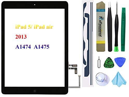 Touch Screen di ricambio per iPad 5/iPad Air 2013 9,7, A1474 A1475 A1476 Digitizer vetro montaggio con tasto Home + adesivo preinstallato + kit di attrezzi