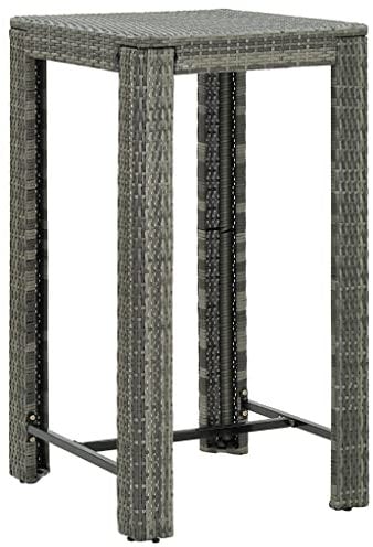 vidaXL Garten Bartisch Gartentisch Stehtisch Bistrotisch Tresentisch Partytisch Balkontisch Terrassentisch Grau 60,5x60,5x110,5cm Poly Rattan