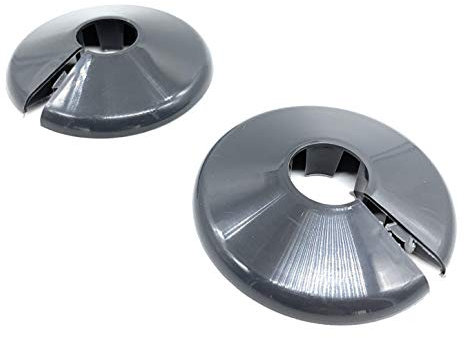 2 x Talon Pipe Covers/Collars for Pipes - The Quick Way to Tidy Pipework (Grey, 15mm)