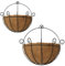 STOYRB Lot de 2 paniers de fleurs en fer à suspendre au mur avec doublure en fibre de coco pour terrasse, pelouse, jardin