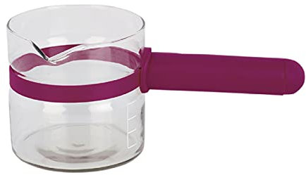 LifeStyle Casserole en verre trempé avec poignée pour micro-ondes 360 ml, couleur grenat, passe au lave-vaisselle