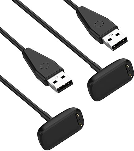 Threeeggs Charger for Fitbit Charge 5, Replacement USB Charging Cable Dock Cord with Reset Button for Charge 5 & Luxe Fitness Tracker (2-Pack, 3.3ft & 1.6ft) (with Reset Button)