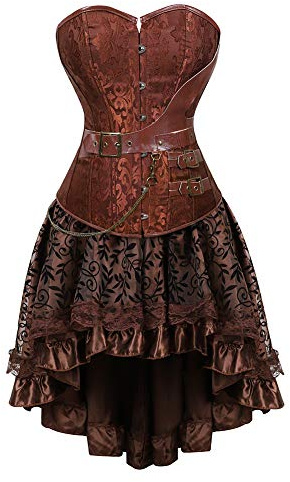 WLFFW Corsetto Pelle e Gonna Tutu Corpetto Donna Punk Sottile