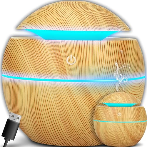 Retoo Luftbefeuchter Aroma Diffuser Ultraschall, Aromatherapie Öle Diffusor mit Farben LED Licht, elektrische Duftlampe für Büro, Schlafzimmer, Spa-Gelb, Ätherische Öle Diffuser 150ml