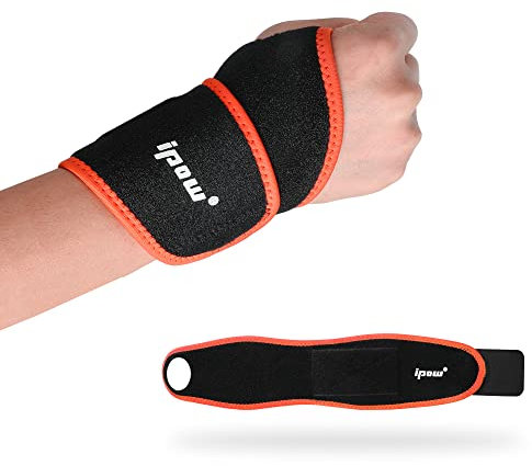 ipow [ 2er Set Handgelenkbandage Handgelenkstütze einstellbare atmungsaktive Handgelenk Unterstützung für Sport, Fitness & Bodybuilding - Schwarz Grau Rot (Orange + Schwarz)