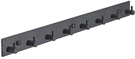 Brute Strength - Garderobe - 8 Haken - 53 cm - Edelstahl - Türhaken für die Küche, Hakenleiste schwarz, Wandgarderobe, Bad, Wohnzimmer und Flur für Hüte Schals Handtaschen, Handtuchhaken