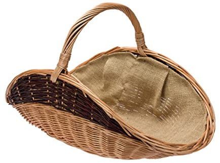 Cesto per Legna da Ardere in Vimini Con Iuta, 60 x 34 cm, Cestino per Legna