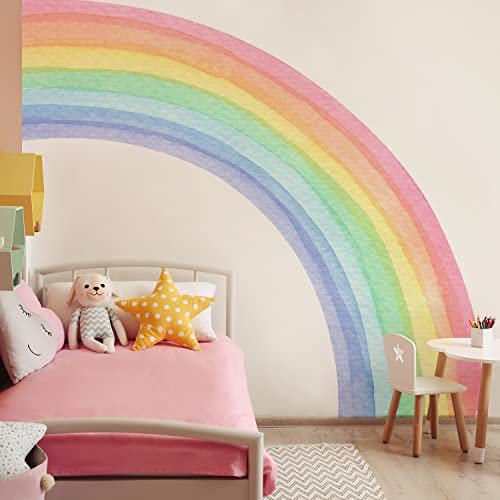 funlife Wandtattoo Regenbogen Groß 200x180cm, Selbstklebend Pastell Regenbogen Wand Kinderzimmer, Fabric Regenbogen Wandtatto für Babyzimmer Schlafzimmer, Rechter Halbregenbogen kinderzimmer deko