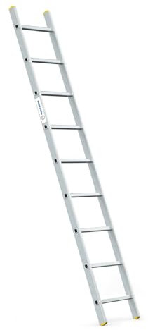 Escalera simple StablePro 9 peldaños de aluminio, ligera y duradera, altura máxima de trabajo 3,47 m, garantía de 5 años, carga máxima 150 kg, Hostrom