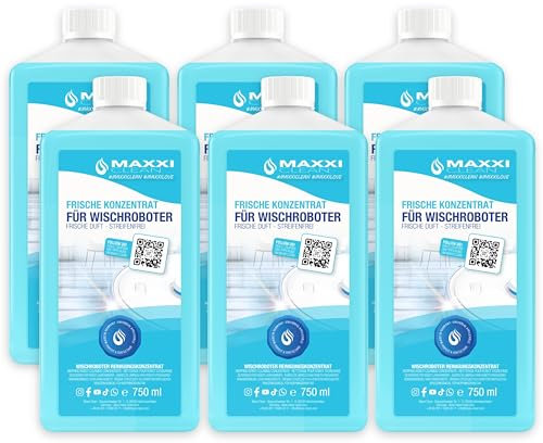 Maxxi Clean | 6x 750 ml Bodenreiniger mit Frische-Duft | geeignet für alle Wischroboter | Universal Reiniger Konzentrat | Wischflüssigkeit für Boden, Parkett, Fliesen | Saugwischer-Reinigungsmittel