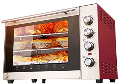Mini four 70L avec réglage de la température 100-250℃ et minuterie 0-120 minutes, four à porte en verre à trois couches 1500W rouge