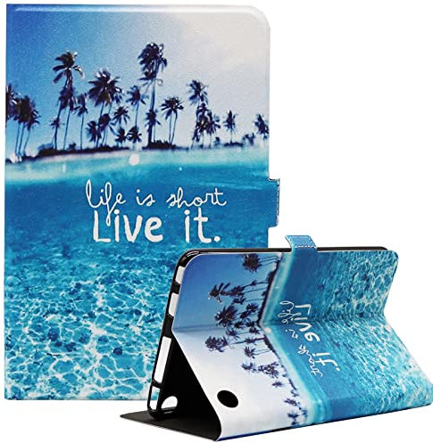 Bbjjkkz Amazon Kindle Fire 7 Tablet Case 12th Generation 2022 release, Slim Fit Lightweight Leather Smart Tablet Case for Fire 7 12th Gen with Auto Wake/Sleep, Beach