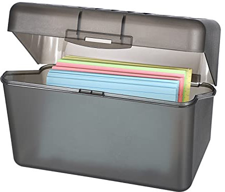 BSTKEY 4 x 6 inch Plastic Index Card Holder Recipe Card Box, 1 Grey Flash Card Case Note Card Box Storage Organizer for 10 x 15cm Index Card Flashcard Recipe (No Cards)