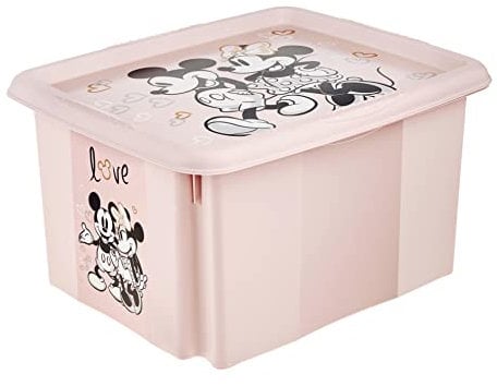 keeeper Minnie Maus Aufbewahrungsbox mit Deckel, Dreh- und stapelbar, Für Kinder, 24 l, Karolina, Nordic Pink