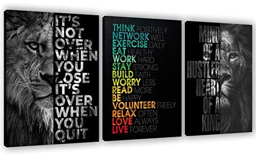 Motivierendes Leinwandbild, Wandkunst, Ausführung, Grind Hustle, inspirierende Wandkunst, Erfolg, Unternehmer, Poster, positive Zitate, Wandposter gerahmt für Zuhause, Büro, Wanddekoration, 121,9 x 61
