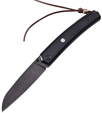 Petrified fish PF719 Couteau Pliant, 3,34 inch 12C27N lame en acier, 2,30 OZ G10 Poignée Poche EDC Couteau Pliant (Black Stonewashed)
