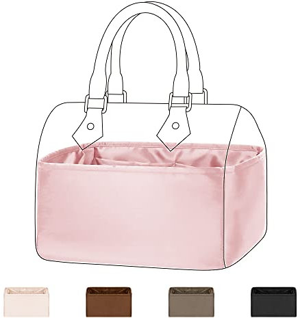 DGAZ Handtaschen Organizer Einsatz, Seide Handtaschenorganisator für LV Speedy Nano/20/25/30/35/40/45 Tasche, Luxus-Handtaschen & Tote Innentaschen (Rosa, Speedy 30)