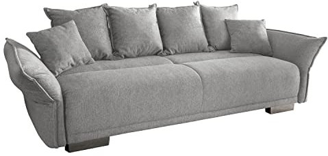 Home4You Big-Sofa - Hellgrau - Stoff - mit Ausziehfunktion und Bettkasten