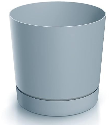 BirnePower Blumentopf Blumenkübel Übertopf Rund mit Untersetzer TUBO P Pflanzkübel Pflanztopf Matt (300, Grau)