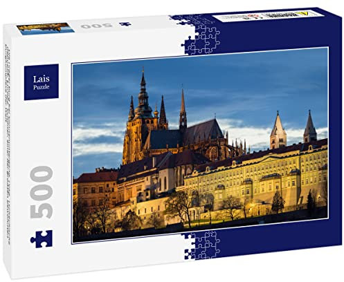 Lais Puzzle Die Prager Burg bei Sonnenuntergang, Prag, Tschechische Republik, Europa. Schöner, Einer der größten bewohnten Burgkomplexe der Welt 500 Teile