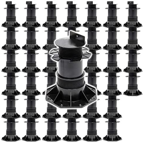 XPOtool Lot de 40x Plots de terrasse – Charge 2700 kg – Hauteur réglable 140-210 mm – en PP – Pieds de support pour Lames Dalles Lambourdes