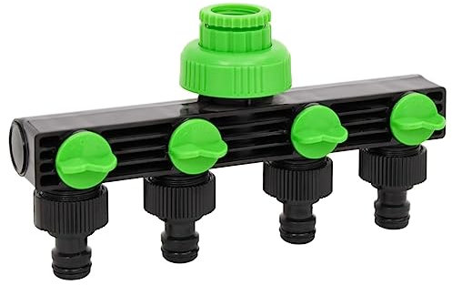 vidaXL Adattatore Rubinetto a 4 Vie Verde e Nero 19,5x6x11 cm ABS e PP
