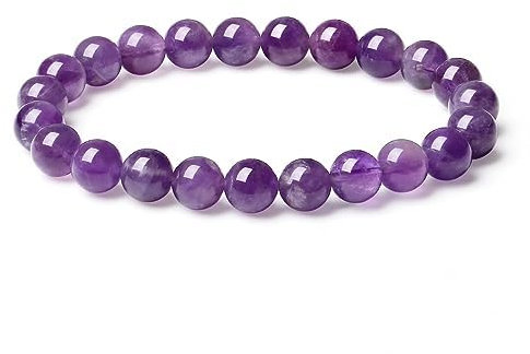 XIANNVXI Amethyst Armband Damen Lila Perlenarmband Kristalle Echte Steine Armbänder 8mm