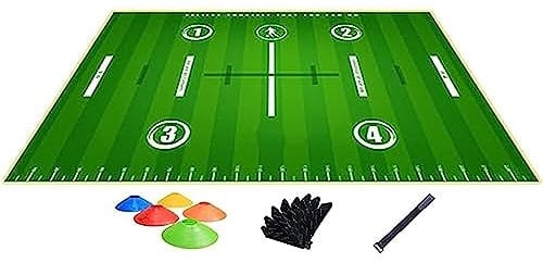 BOBVB Fußball-Schritt-Trainingsmatte, rutschfeste Decke für das reguläre Trainingssystem, Dribble Silent Sports-Hilfsstützen mit 5 Scheibenkegeln, Trainings-Pace-Ball-Kontroll-Spielerausrüstung