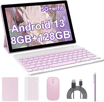 IWEGGO Tablet Android 15, 10 pollici 18 GB RAM+128 GB ROM/2 TB tablet espandibile, processore quad-core da 2,0 GHz, touch screen HD 1280 x 800, 5G WiFi6 BT 5.0, tablet 2 in 1 con custodia per tastiera