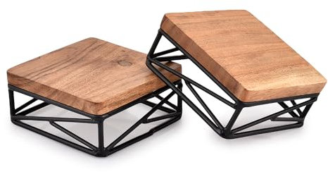 Indus Lifespace Lot de 2 supports carrés en bois pour comptoir de cuisine/salle de bain/plantes (10,16 cm x 10,16 cm x 4,44 cm)