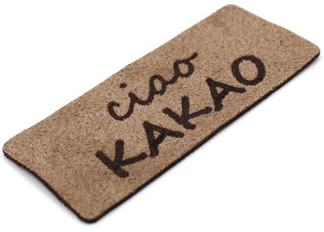 VmG-Store 10x Labels zum Aufnähen Stoff Etiketten aus Wildleder Optik Tags Textiletiketten für Kleidung und Applikation (CIA KAKAO (SetES02), 10er Set)