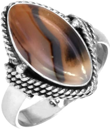 Perle, Bernstein, Granat, Mondstein Marquise Handgefertigter Ring Echt 925 Sterling Silber Boho Natur Edelstein Schmuck für Frauen