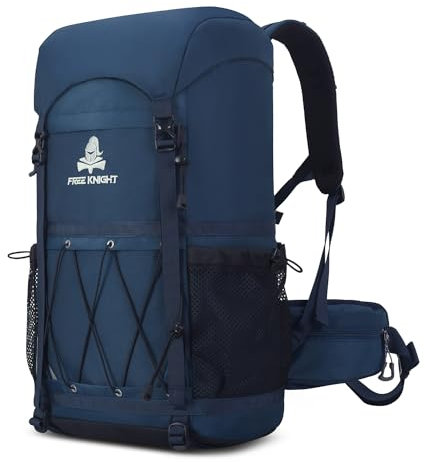 Bseash 40L Leichter wasserdichter Wanderrucksack mit Regenschutz, Outdoor Sport Reise Tagesrucksack Multifunktions Reisetasche für Camping Klettern Skifahren Radfahren (Marineblau)