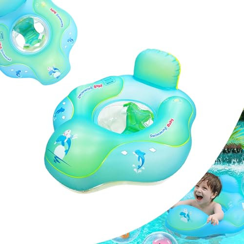 COSORO Azul Flotador Bebe con Asiento de 5 a 18 Meses,Piscina para Niños,Anillo Natación Inflable,Piscina para Bebés,Flotador Anillo de Natación de Entrenamiento para Bebés/Niños/Niñas