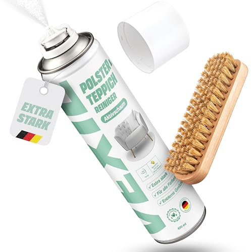VEXIL Polster- & Teppich-Reiniger Spraydose mit Bürste - Tiefenreinigung mit Leichtigkeit - Entfernt hartnäckigste Verschmutzungen - Ideal für Polstermöbel, Teppich & Textilien Made in Germany