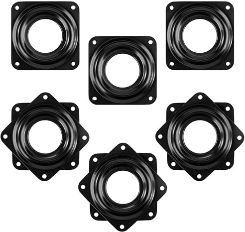 Soarqck Quadratisch Drehteller 360 Grad Lazy Susan Kugellager Schwenkplatte 3 Zoll Metall Drehscheibe für TV-Tisch, Esstisch, Anzeigen-Regal 6 Stück (Schwarz)