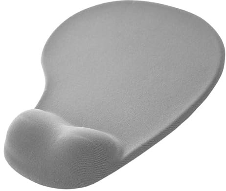 OcioDual Mouse Pad with Wrist Rest, Ergonomic with Gel Support, Grey, Soft Cloth Fabric with Non-Slip Rubber Base, Pain Relief Memory Foam Mousepad for Laser and Optic Mice