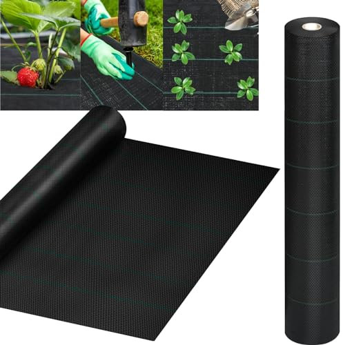 XMTECH Gartenvlies Unkrautvlies,100g/m² Extra Stark gegen Unkraut Gartenfolie, 10m x 2m = 20m² Unkrautfolie Mulchfolie Mulchvlies,Pflanzenschutz, wasserdurchlässig,Reißfestes,Atmungsaktiv