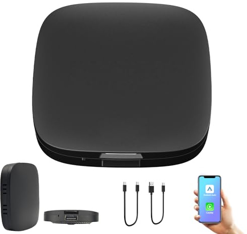 2024 Lastest Wireless CarPlay Adapter & Android Auto Adapter YouTube Netflix inside,Car Play Dongle Magic Box Wried to Wireless Streaming App Install Freely 2G + 32G