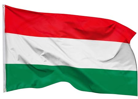 PHENO FLAGS Drapeau Hongrie 90x150cm – hongrois - résistant aux intempéries, avec œillets en laiton, 100% polyester, coutures doubles robustes et couleurs éclatantes – pour les passionnés de drapeaux
