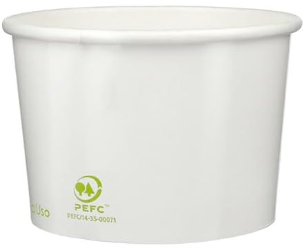 Monouso | 50 Tarrinas para Helados Ecológicas 310ml, Blancas, Sostenibles, Envases para Helados, Vasos para Postres, Tarrinas Desechables, Para Helados y Postres