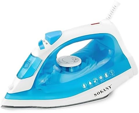 Plancha de vapor, polpe de vapor 220ml 1600 W, temperatura ajustable, Calentamiento Rápido en 35 Segundos, Suela Antiadhesiva, Función Antigoteo, 3 colores. Sokany (Azul claro)