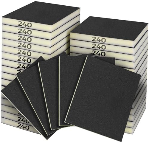 Sruhrak 18 Stück Weich Schleifschwamm, 240 Körnung Weiches Schleifblock Nass und Trocken Schleifschwämme Waschbar und Wiederverwendbare Schleifpads für Holz, Kunststoff und Metall Polieren