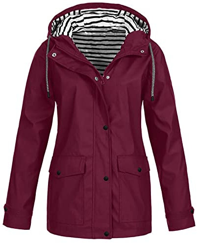 Sweat à capuche Fille Bouton Basic Coupe-vent Automne Hoodie Uni Polyester À capuche à Capuch Vestes Ado Manches longues Fit Scolaire Vin rouge
