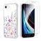 Kueqeay Coque pour iPhone 7/8/iPhone SE 2022/2020 4,7 avec 2 Verres Trempés, Aesthetic Motif Mode Dessin Transparente PC Étui de Protection Antichoc avec Coussin d'air Intégré Mince Cover, Fleur 4