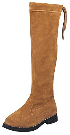 Stivali per bambine e ragazze, alla moda, antiscivolo, traspiranti, da donna, stivali da ragazza, taglia 2, Marrone, 32 EU