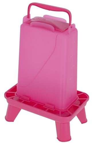 Kerbl Hobbyfarming Foderautomat Med Fötter, Automatisk Fodertillförsel, Inkl. Fötter, Avtagbart Lock, Väderbeständigt, Lätt Att Rengöra, Transparent Behållare, För Fjäderfä, 5.5 Liter, Rosa