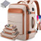 Bagsure Travel Backpack for Men with 4 Packing Cubes, 40L Large Expandable Carry-On Luggage for Men and Women, 17.3 Inch Laptop Backpack for Weekenders and Hiking (Beige)